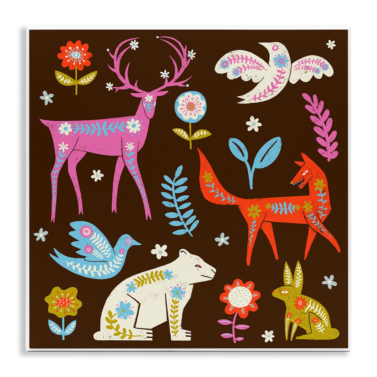 Stupell Industries Forest Folk Animals with Florals Wall Plaque Design by Hannah Moren